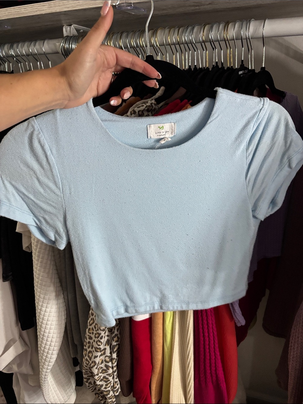 Love Tree Baby Blue Cropped Tee - Women's Short Sleeve Top